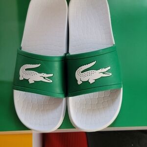❗️LACOSTE White Slide Sandals with Embossed Logo ❗️